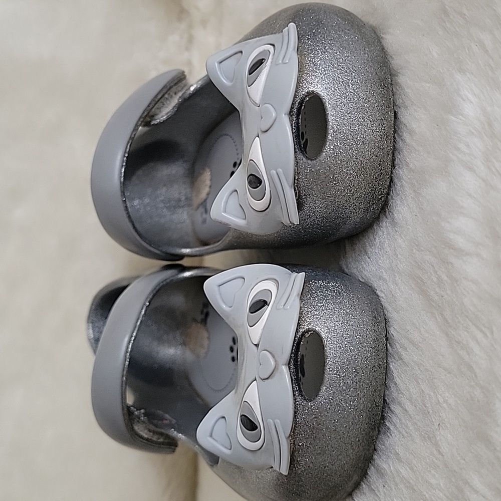 MINI MELISSA Jelly Silver Cat Shoes. Size 10 - Picture 5 of 12